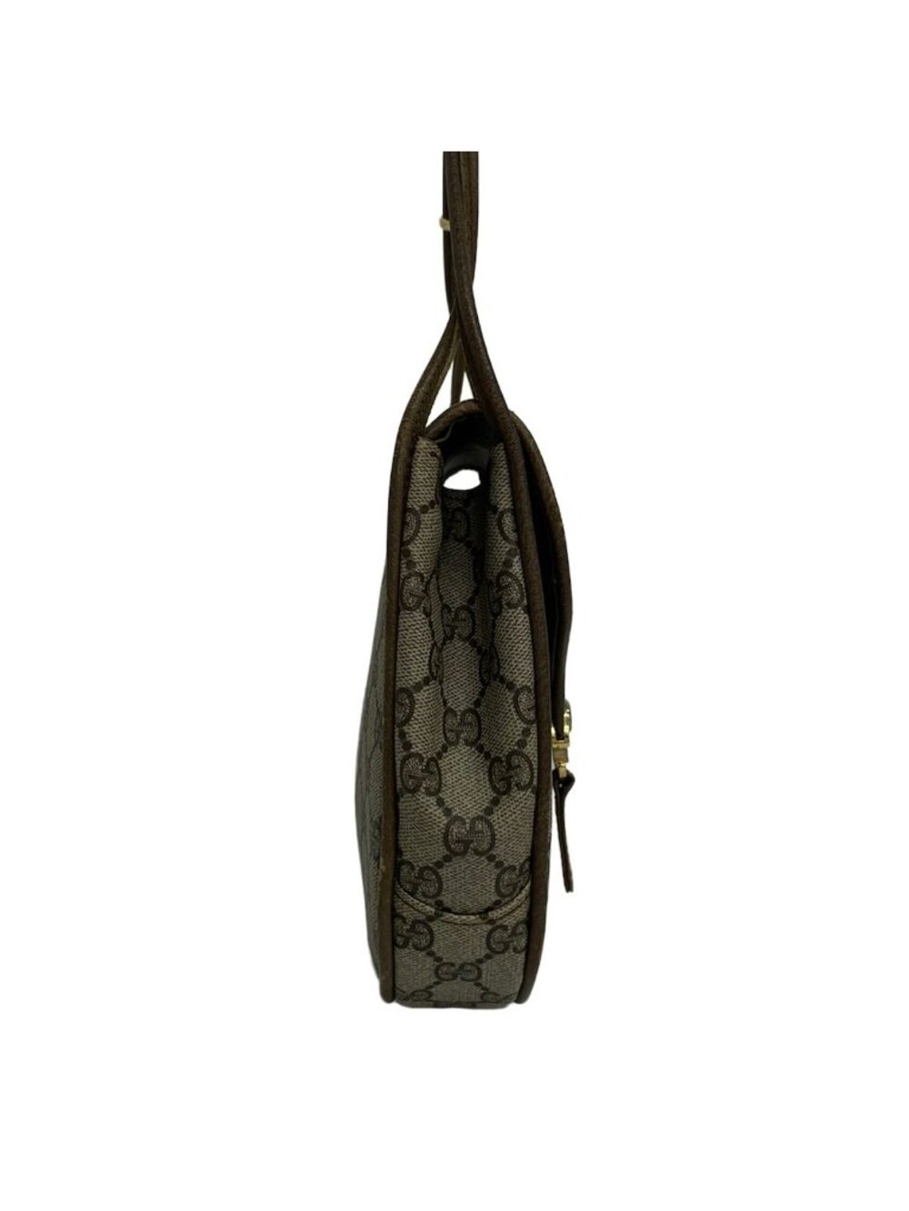 ★SOLD★ Gucci Shoulder Bag Vintage Beige Dark Brown Leather - Picture 2 of 14